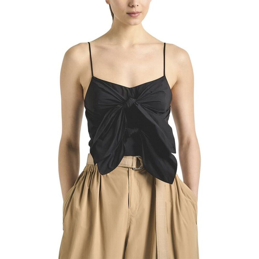 Derek Lam 10 Crosby Womens  Shira Poplin Double Tie Front Top, Black